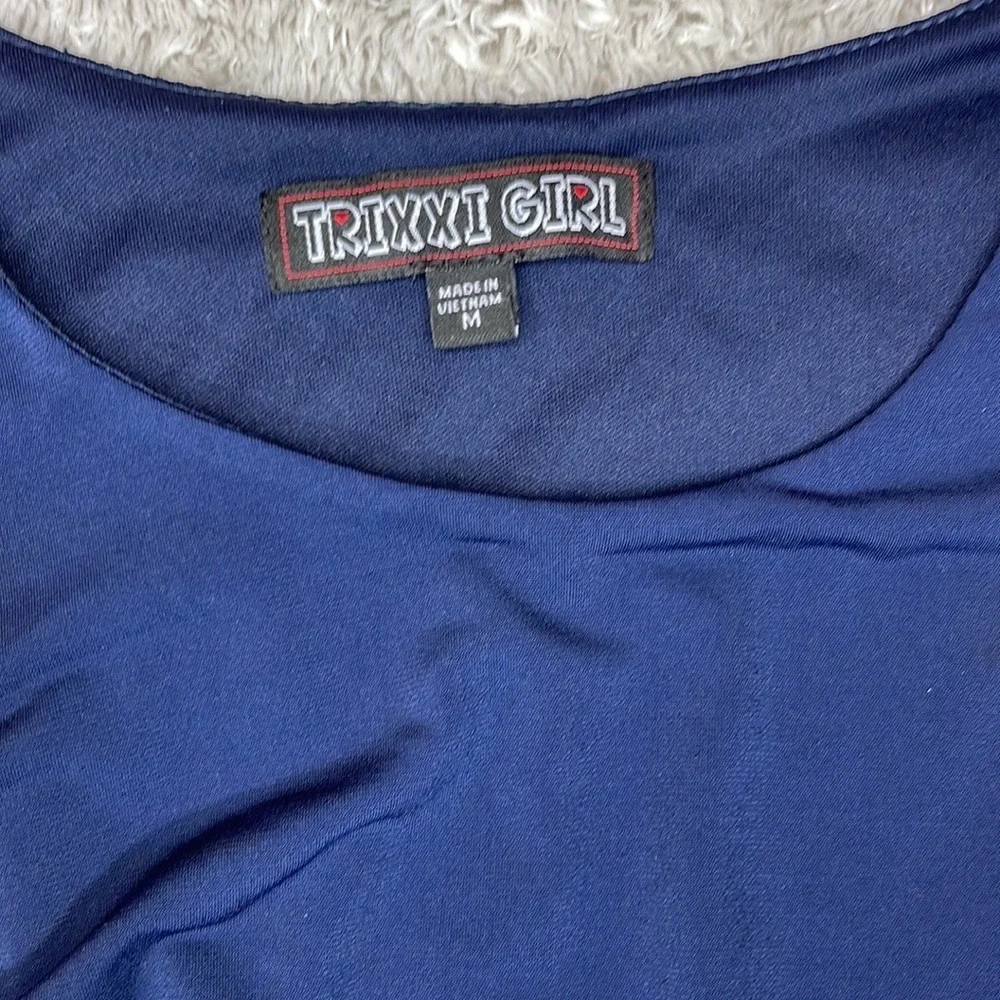 Trixxi Girl Navy Blue Mixed-Media Chevron Print Maxi Dress — Kids Size M